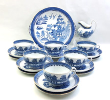 Mintons 1927 Bone China 20 Piece Tea Set - Willow Blue Pattern - Waring & Gillow
