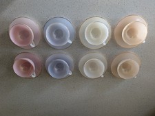 Vintage Arcopal Harlequin Pastel Rainbow Opalescent Glass Tea Set 8 Cups Saucers