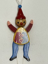 Italian SEVI Jumping Jack Pinocchio Wooden Toy Hanging Christmas Decoration 
