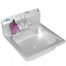 17 In. Wall Mount Stainless Steel 1 Compartment Commercial Hand Wash Sink