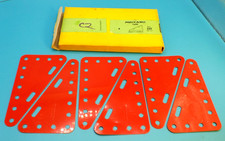 Meccano yellow trade box of six light red Triangular Flexible Plates, part 225.