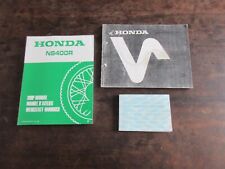 Honda NS400R 1985 Shop Manual + Owner's Manual / Drivers Manual + Parts List
