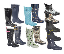 LADIES  GIRLS WELLINGTON  WIDE CALF & SHORT FASHION LONG ANKLE PATTERNED  4-8