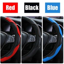 15" 38cm Black Auto Car Steering Wheel Cover Universal Leather Anti-slip Luxury