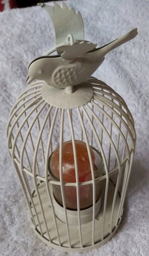Cream birdcage tealight holder - cream,