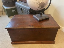 Antique 19th Century Solid Elm Country Farmhouse Blanket Box Storage Chest