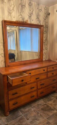 Pine dresser with mirror - dresser, and