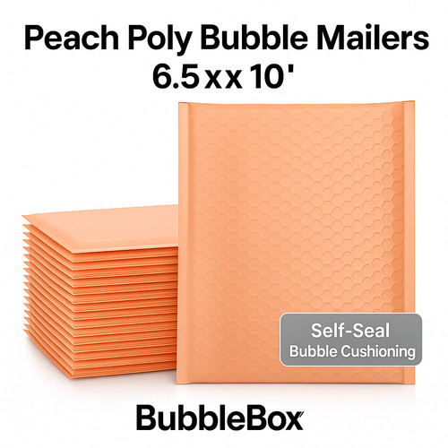 Peach poly bubble mailers - peach,