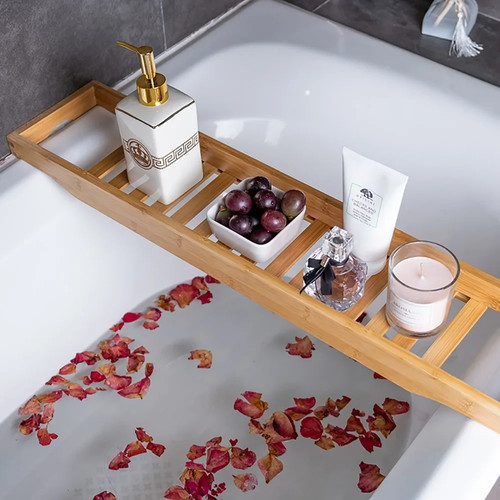 Bamboo bath caddy tray 70cm - caddy,