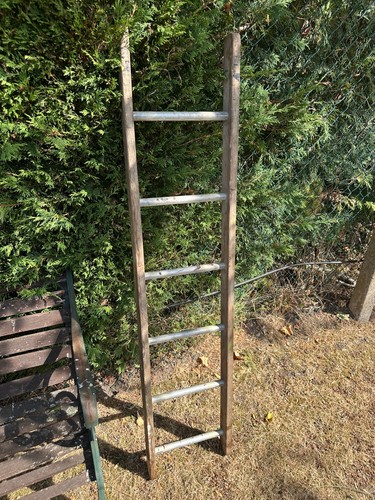 Vintage wide wooden ladder - wooden, 6