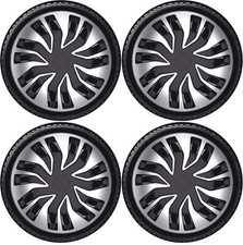 Wheel Trims 16" Black & Silver Hub Caps Covers Fast Fits RENAULT TRAFIC