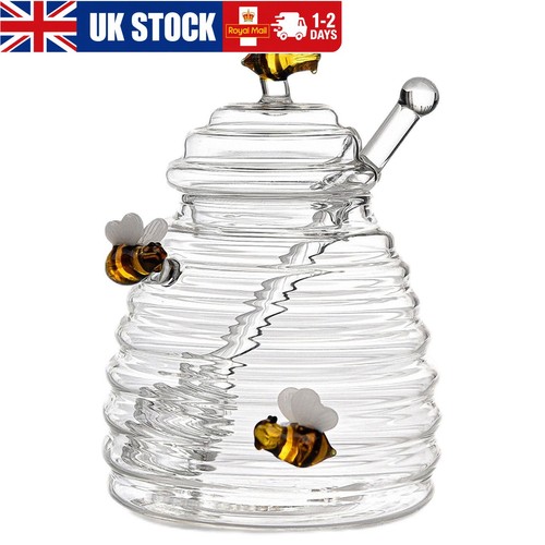 Transparent honey jar with - honey,