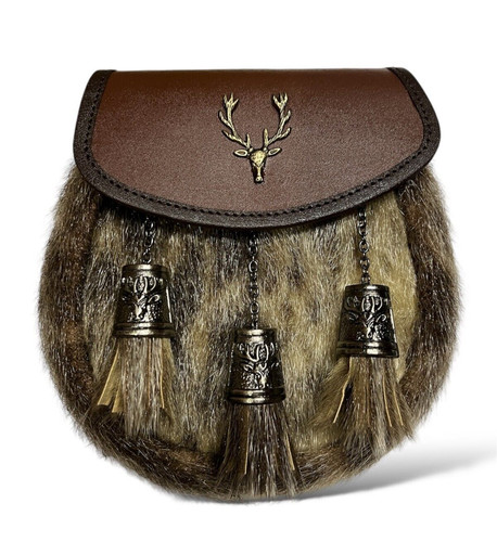 Men stag head badge scottish - men',