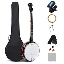 COSTWAY 5-string Banjo 39” Full Size Banjo w/ 24 Bracket Remo Head-Black