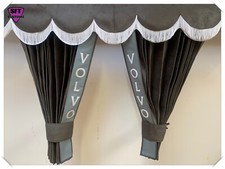 DUTCH STYLE TRUCK CURTAINS DOUBLE LINED VOLVO FH4 / FH5 GREY WITH EMBROIDERY
