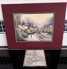 Thomas Kinkade Matted Print - Village Christmas - NEW