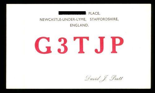 Qsl card radio - g3tjp, 1970