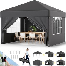 Pop Up Garden Gazebo with Sides, Easy Setup Waterproof Marquee Tent with 4 Remo