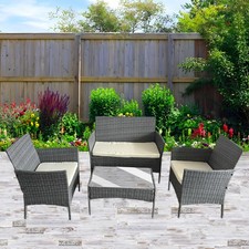 Rattan garden furniture set - garden,