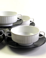 Rosenthal 5 soup cups with saucers variation Tapio Wirkkala black White
