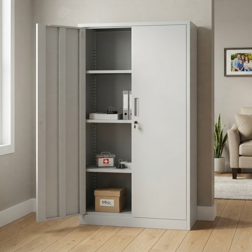 Metal storage cupboard 136cm - storage,