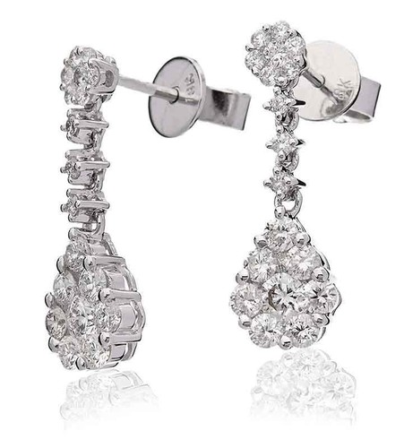 Diamond drop daisy earrings - diamond,