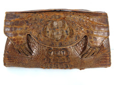 Vintage 1940's Alligator / Crocodile skin clutch bag