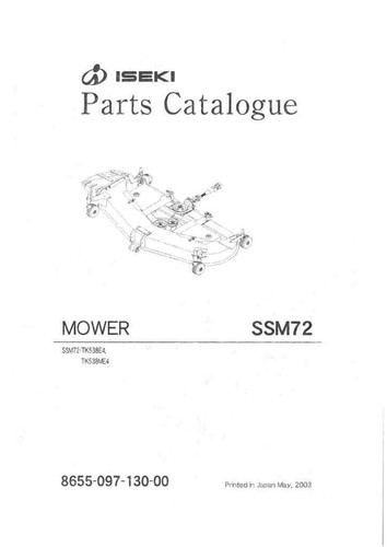Iseki mower ssm72 - parts, manual