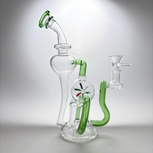 Green glass bong - 9", tornado