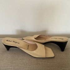 Robert Clergerie Size UK 3.5/36.5 Beige Slim Fit Leather Mules/Cream Heels/Xmas