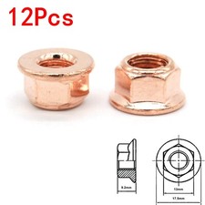 8mm M8x1.25 Exhaust Manifold Lock Nut Set of 12 Nuts Copper Plated