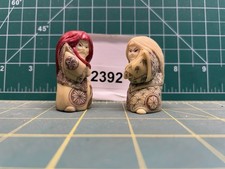 7772392 Netsuke Carved Kabuki Renjishi Red And White Lion Dancers