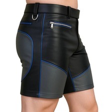 Men's Real Leather Biker Shorts Classic Casual Summer Shorts Clubwear Fashion