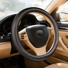 For Vauxhall Opel Vectra C 02-08 Black Red Leather Steering Wheel Cover Non-slip