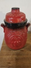 Vintage 1970’s Rumtopf West Germany Lava Red Lidded Glazed Earthenware Jar