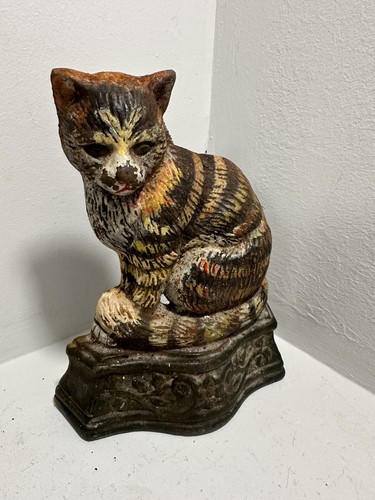 Vintage cast iron cat doorstop - vintage,