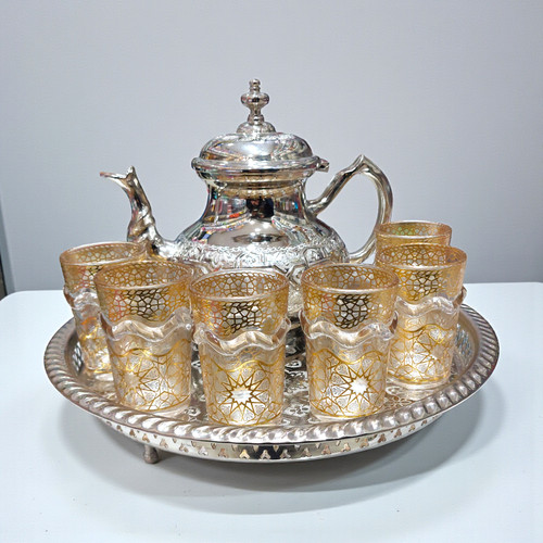 Moroccan handmade silver tea - moroccan,