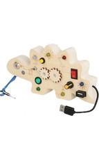 Montessori Busy Board with LED Light Switch Wooden Dinosaur Board Sensory Toy