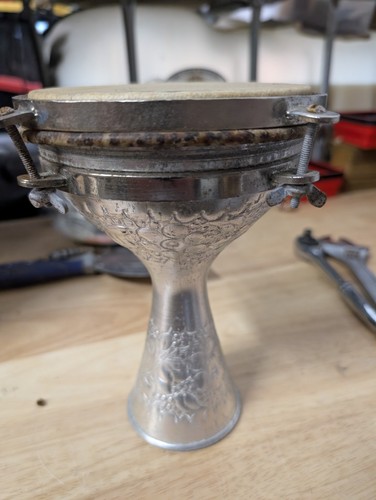 Vintage doumbek metal nickel - doumbek,