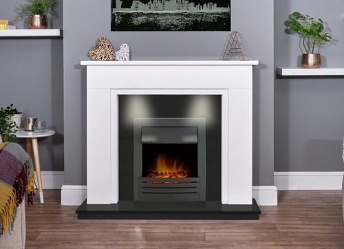 Black electric fire white - electric,