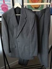 Aquascutum 2 Piece Suit Wool Regent 100 Collection Gray/Black Geometric 42L USA