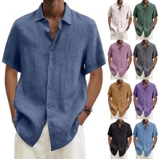 Mens Short Sleeve Linen Shirt