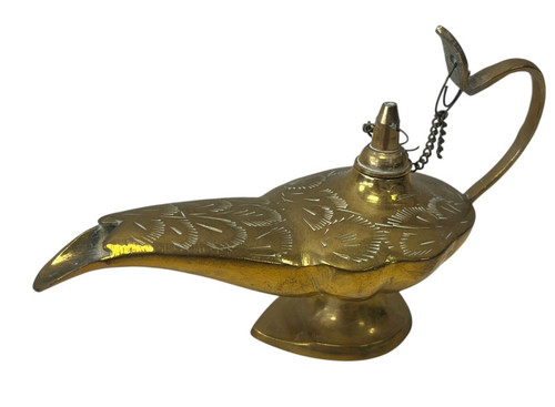 Vintage brass engraved genie - engraved,