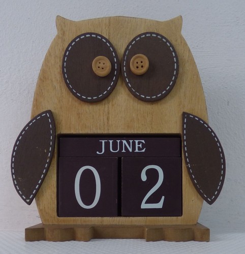 Wooden owl perpetual calendar - perpetual,