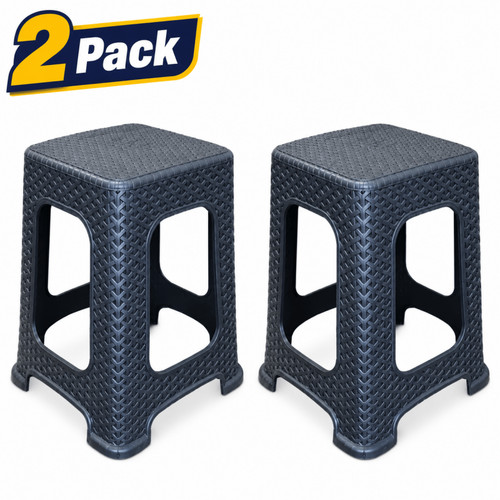 2pack plastic rattan stool - plastic,