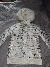 Topshop Sno Ski Jacket Size 8 White And Silver
