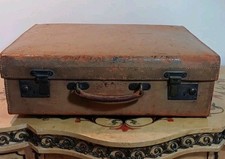 Vintage British Leather Suitcase With  Brass Fittings Marked "BRITISH".