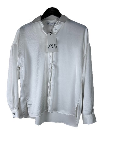 Zara white satin button - satin, front