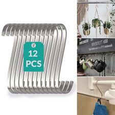 12pcs S Hooks Flat Stainless Steel Hanger Kitchen Garden Hanging Utensil Hanger