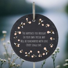 Slate Memorial Plaque Grave Garden Marker BEE Tribute Remembered With Love